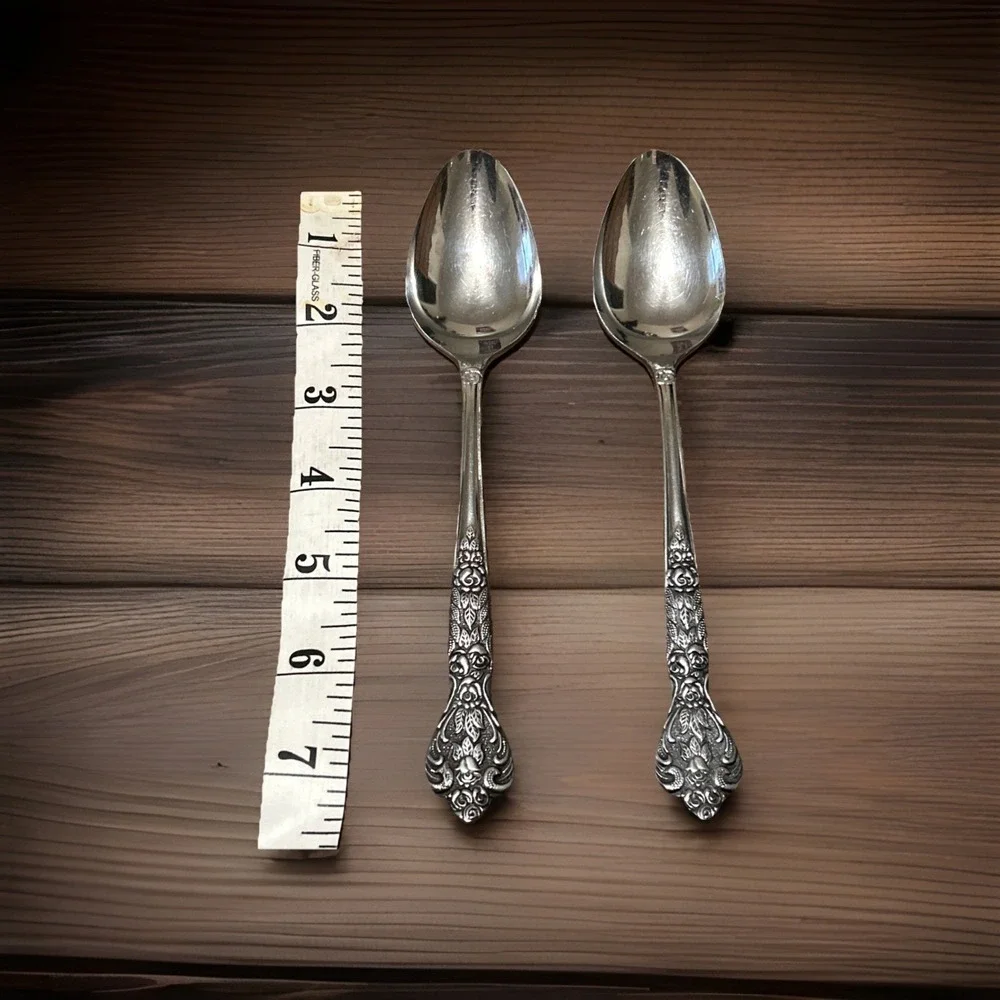Vintage Versailles MSI Stainless Flatware Spoons MCM‎ Floral Lot Of 6